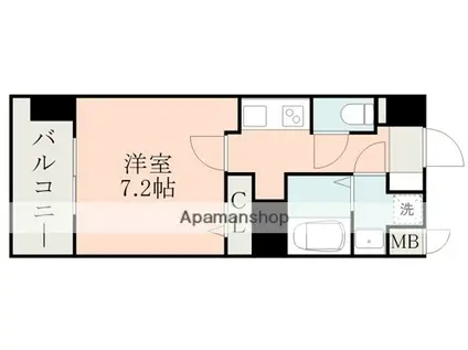 レクシア フラッツ水前寺(1K/4階)の間取り写真