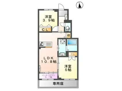 レジデンススクエアIII M&K(2LDK/1階)の間取り写真