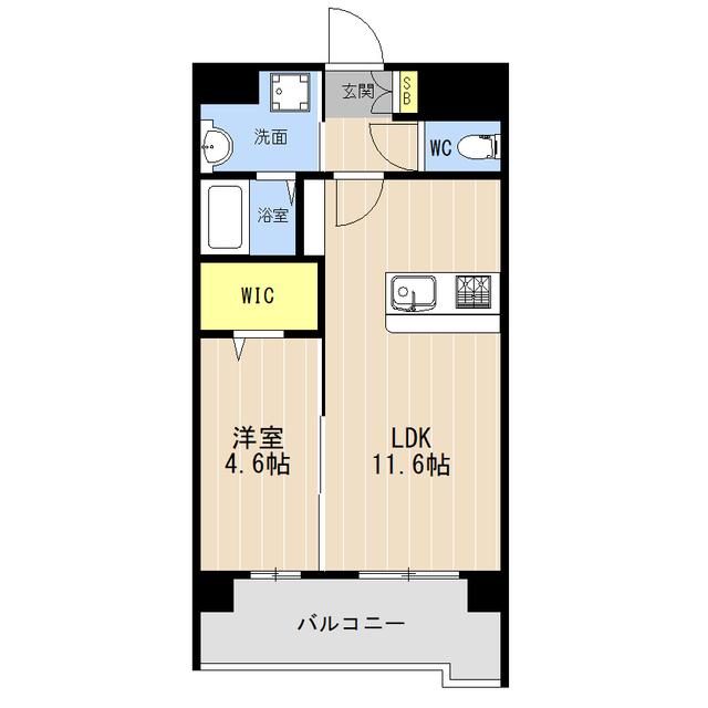 LIBTH菊陽227(1LDK/5階)の間取り写真