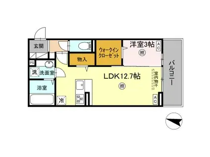 ソラーナI(1LDK/2階)の間取り写真