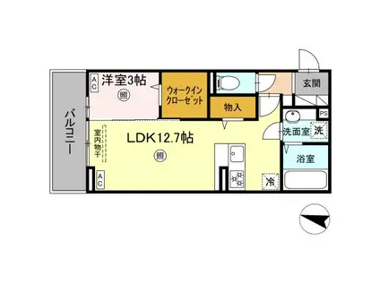 ソラーナI(1LDK/2階)の間取り写真