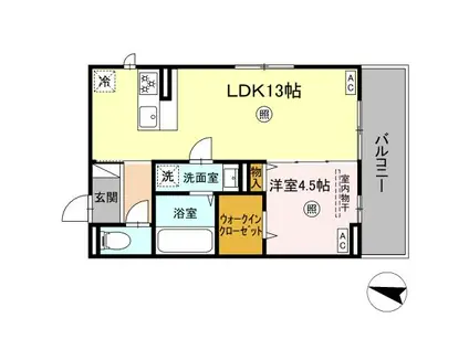 ソラーナI(1LDK/2階)の間取り写真