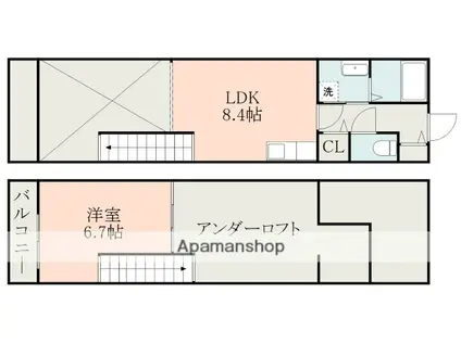 アドバンスIKENOUE(1LDK/2階)の間取り写真