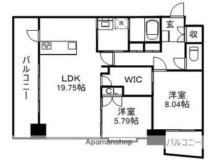 プルミエール九品寺(2LDK/5階)の間取り写真