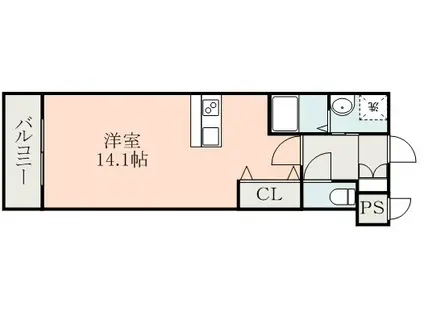 グランドゥール黒髪(ワンルーム/3階)の間取り写真