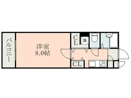 フェリーチェ(1K/1階)の間取り写真