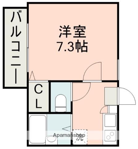 ロフティ黒髪A(1K/2階)の間取り写真