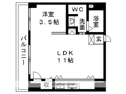 HAPPYFEELINSHINMACHI(1LDK/8階)の間取り写真