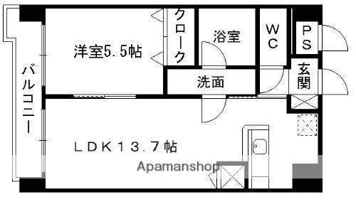 クイール南熊本(1LDK/8階)の間取り写真