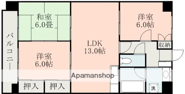 パークマンション楡木B棟(3LDK/3階)の間取り写真
