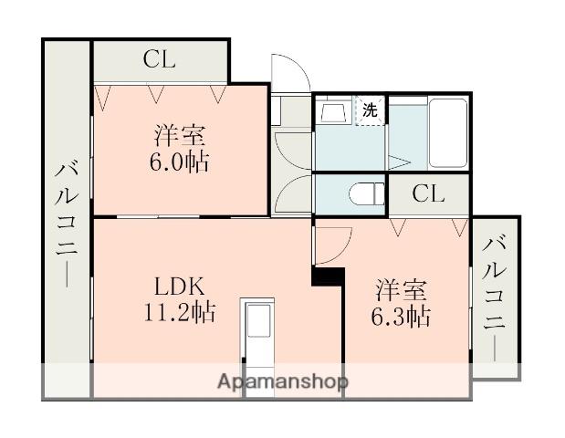 アムール尾ノ上Ⅱ(2LDK/1階)の間取り写真