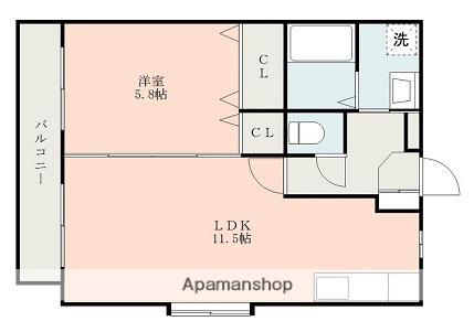 グランディール小山Ⅰ(1LDK/2階)の間取り写真