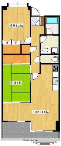 UCレジデンス小沢町(2LDK/5階)の間取り写真