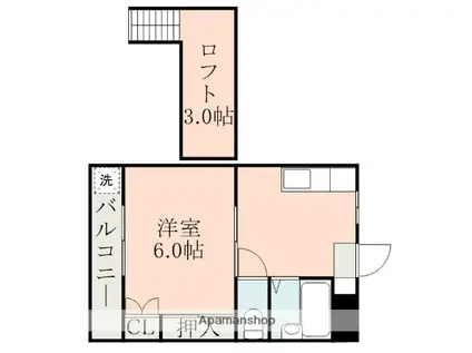 アールスコート弐番館(1DK/2階)の間取り写真