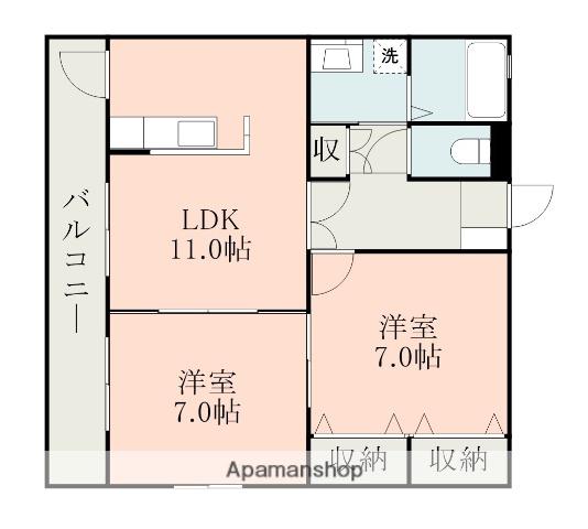 コートプレイス龍田Ⅱ(2LDK/2階)の間取り写真
