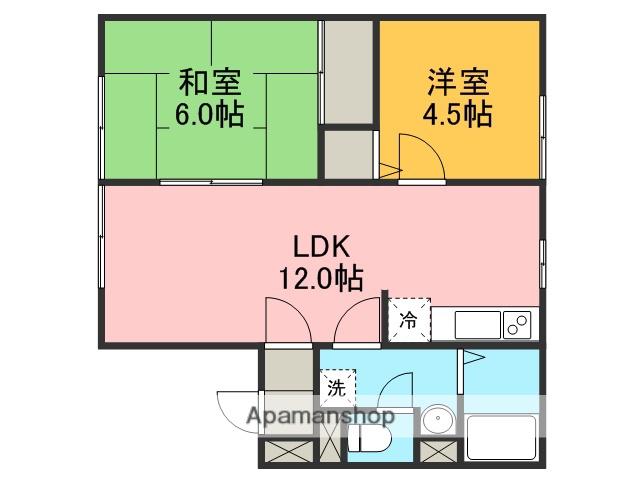 ソレアード田上(2LDK/1階)の間取り写真
