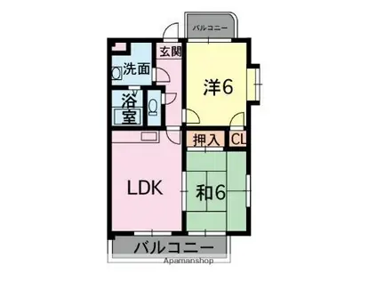 パインヒル(2LDK/4階)の間取り写真