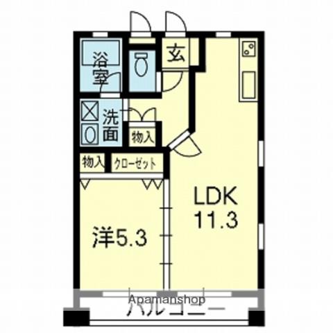 オーファス水前寺(1LDK/3階)の間取り写真
