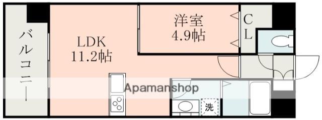 グランパーク渡鹿(1LDK/6階)の間取り写真
