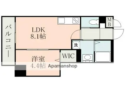 フォーエス熊本駅前Ⅲ(1LDK/10階)の間取り写真