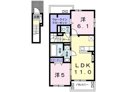 メゾンクレール城南(2LDK/2階)の間取り写真
