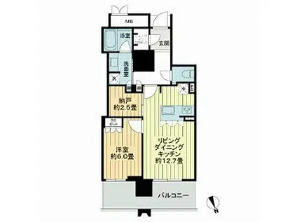 MJR熊本ザ・タワー(1SLDK/9階)の間取り写真