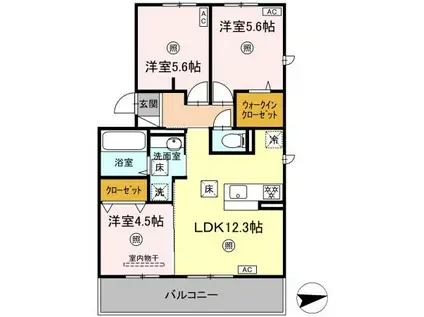 ヴィラ・セレーノ(3LDK/1階)の間取り写真