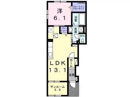 プリムラ Ⅱ(1LDK/1階)の間取り写真