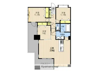 I.PROUD神水(3LDK/6階)の間取り写真