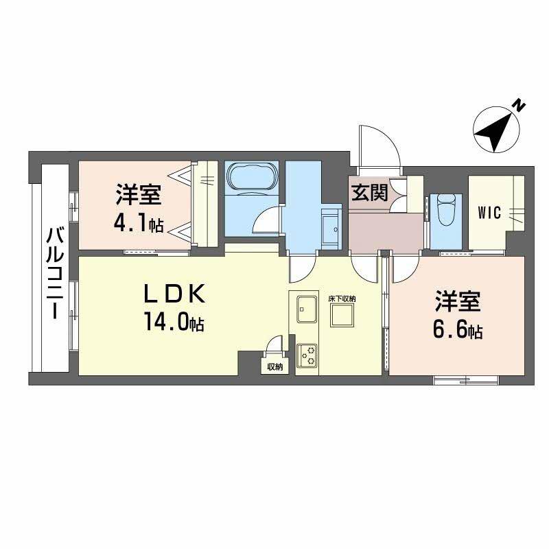 シャーメゾン 白山(2LDK/1階)の間取り写真