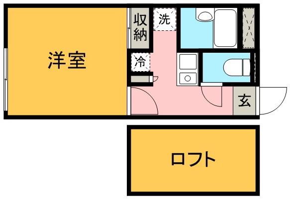 レオパレスユニバサイド黒髪(1K/2階)の間取り写真