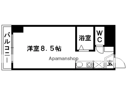ルフェール熊本通町(ワンルーム/6階)の間取り写真