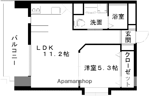 レジディア熊本辛島(1LDK/4階)の間取り写真