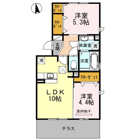 アベニュー花立(2LDK/1階)の間取り写真