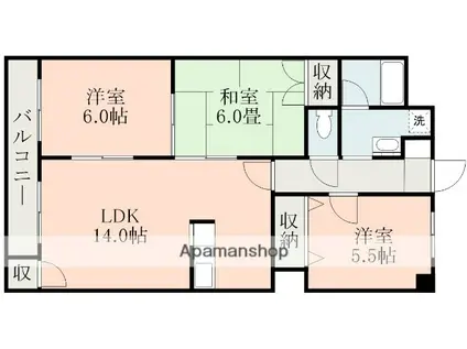 メルベーユサカイ(3LDK/3階)の間取り写真