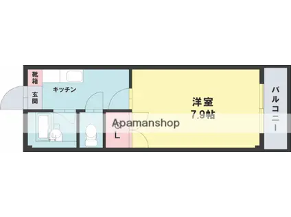 メイン黒髪(1K/1階)の間取り写真