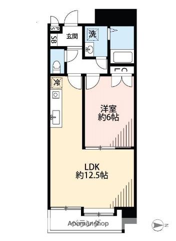 ダイコー新町(1LDK/8階)の間取り写真