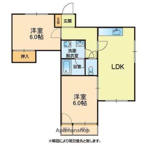 ラフォーレ3番館(2DK/2階)の間取り写真