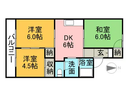 レジデンスAK(3DK/2階)の間取り写真