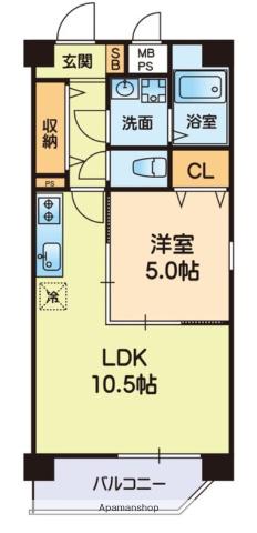レインボーヒルズ(1LDK/4階)の間取り写真