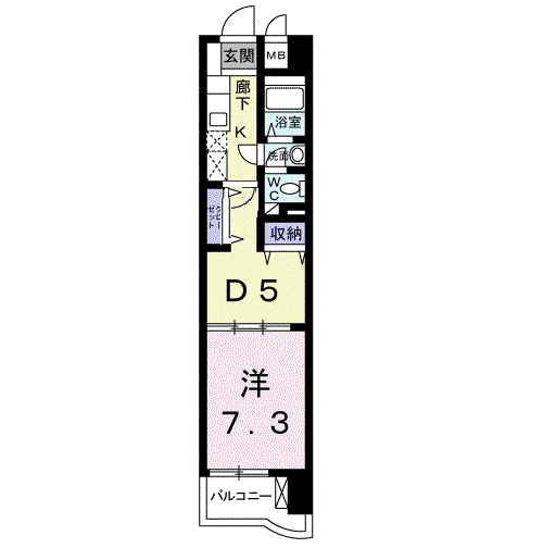 メゾンソレイユ(1DK/1階)の間取り写真