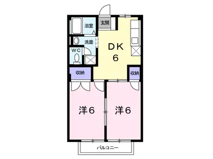 山本ハイツ2(2DK/2階)の間取り写真