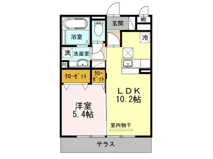 スカイパレ(1LDK/1階)の間取り写真