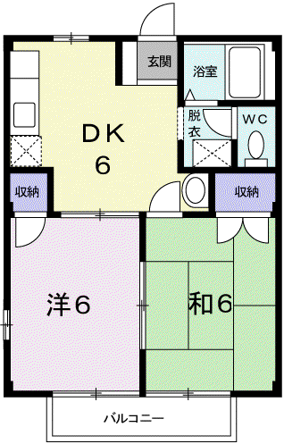 I.S.ハイム(2DK/1階)の間取り写真