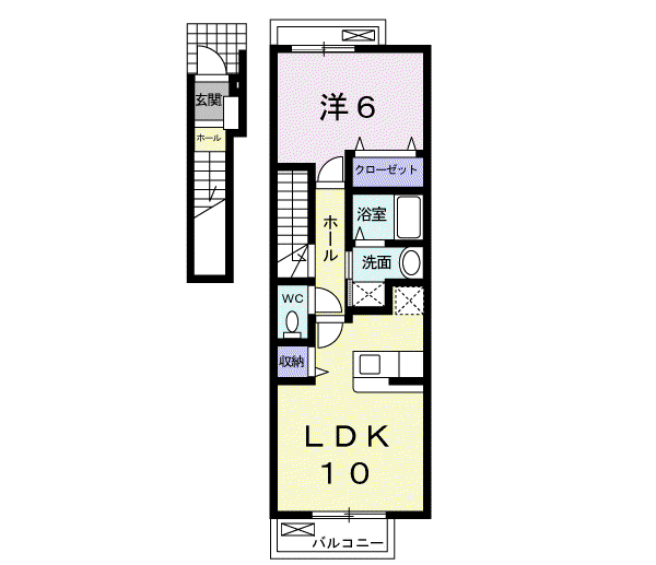 プロムナ-ドⅢ(1LDK/2階)の間取り写真