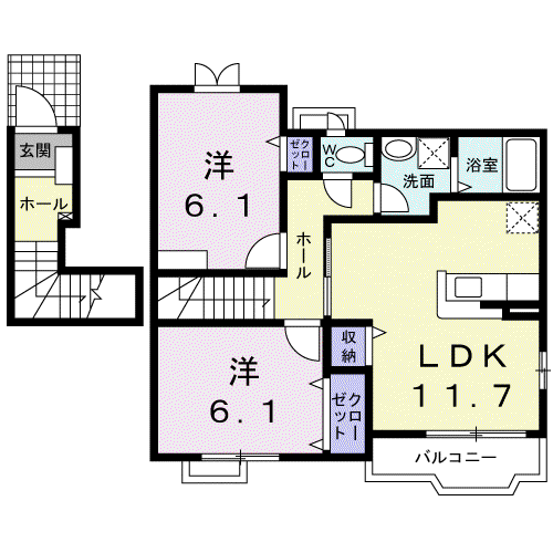 サンフラワーエミ(2LDK/2階)の間取り写真