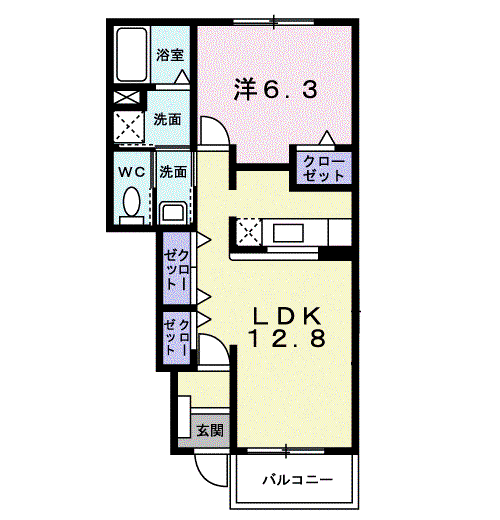 エンゼルコートⅡ(1LDK/1階)の間取り写真