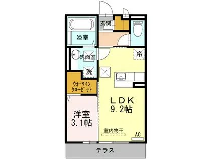 クラベール (1LDK/2階)の間取り写真
