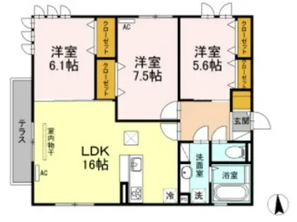 ルボア十禅寺(3LDK/1階)の間取り写真