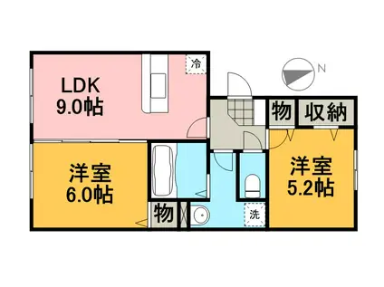 グランドデューク(2LDK/3階)の間取り写真